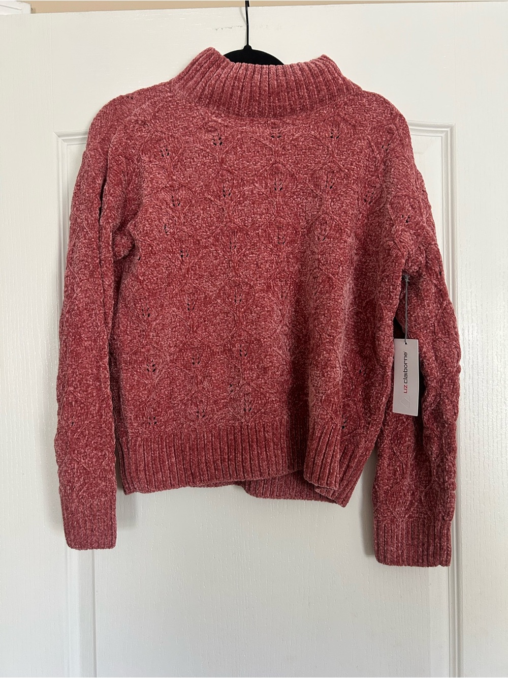 Liz Claiborne Dusty Rose Cable Mock Neck Sweater